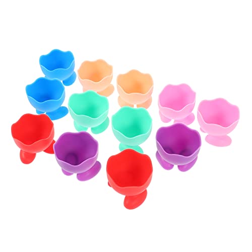 GRIRIW 12Pcs Easter Egg Storage Holders Silicone Cup Holders for Eggs Mixed Color Design for Dining Table for Parties and Family Gatherings