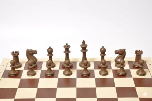 Image of PALM ROYAL HANDICRAFTS 17x17 inches Portable Travel Chess Set - Roll-Up Vinyl Board with Staunton Chessmen and Zippered Carrying Case - Perfect for Tournaments, Schools, and Outdoor Play.