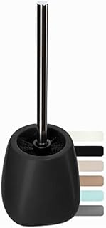 KADAX Toilet Brush with container, 36 x 12 cm, Toilet Brush with long Handle, Ceramic Toilet Brush, Bathroom Brush and Holder, Cleaning WC Brush (Black 2)