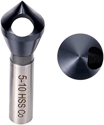 Sinyeenglon 1Pc Countersink Drill Bit for Metal Stainless Steel Wood Copper Plastic Resin Durable and Sharp 90 Degree Point Angle M35 Cobalt TiAlN Coated Round Shank Deburring Chamfer Tool (5-10)