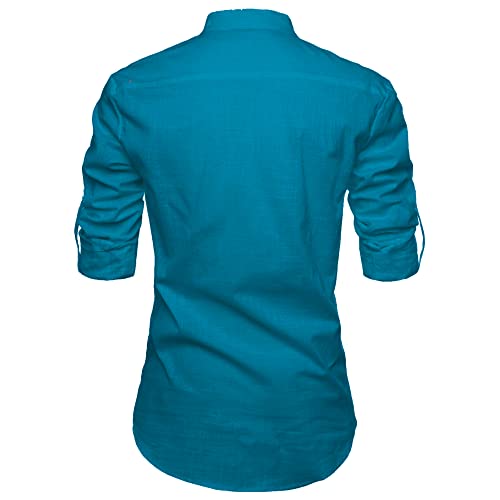 Image of Men's Full Sleeve Beige Color Cotton Blend Spread Slim Fit Shirt Style Kurta for Men and Boys