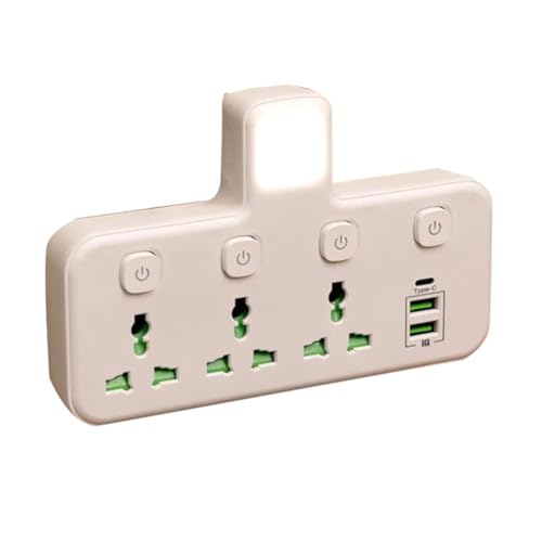 PAGJHRFJG Regleta de Enchufes Múltiples de Pared Filtro de Red Universal Cargador USB Adaptador de Interruptor Separado con Luz Enchufe Europeo