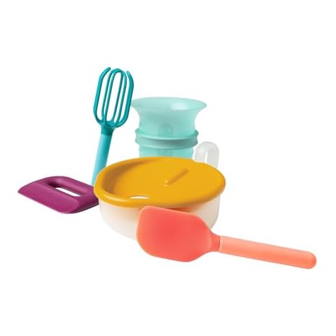 Boon Intro Toddler Food Prep Kids Kitchen Set - Kids Kitchen Accessories - 5 Unique Toddler Kitchen Tools Includes Spatula, Egg Cracker, Kids Chopper, Measuring Cup, and Bowl - Ages 3 Years and Up Cover