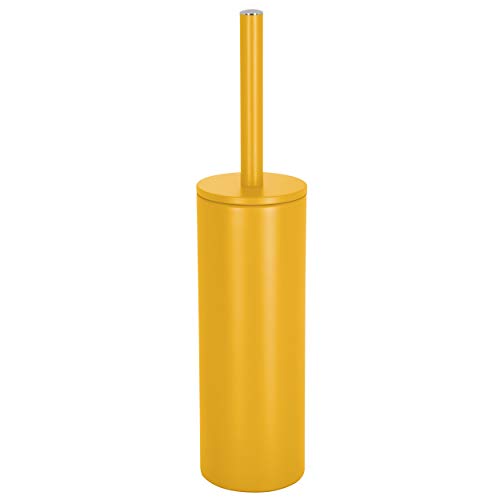 Scopino per WC Spirella con Supporto in Acciaio, Akira, Testina Intercambiabile e Robusto Supporto in Acciaio con Contenitore igienico, scopino per WC Incluso, Giallo Sole Opaco, 40 x 9,5 x 9,5 cm