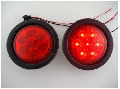 United Pacific 4" Round Red 7 LED Trailer Truck Brake Stop Turn Tail Light Kits/Red Lens