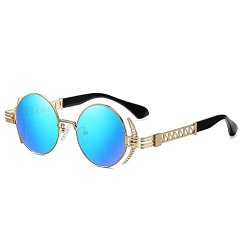 Laddup Lunettes De Soleil Vintage, Lunettes De Soleil Rondes De Style Punk Rétro Lunettes De Soleil Hippie Steampunk, Lunettes De Soleil De Mode pour Les Voyages, pour Femmes Et Hommes Cover