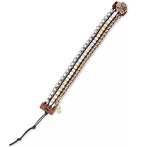 Lucky Brand "Royal Jewels" Two-Tone Mixed Two-Tone Faux Wrap Bracelet, 7" #TOP2