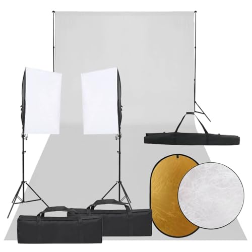 Kit studio photo complet avec fond 600x300 cm trépieds et réflecteur 5 en 1
