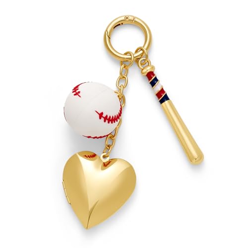 WOWORAMA Baseball Keychain Large Heart Locket Bag Charm for Women Men