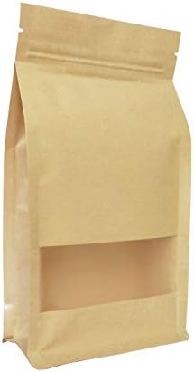 Couga Mall 50 PCS Universal Kraft Paper Packing Bag, Zip Lock Stand Up Storage Pouch Package Bag With Clear Window for Storing Snacks, Beans, Seeds and Tea Leaves(4.7"8.6")