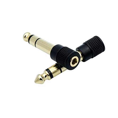 Audio-Adapter-635mm-14-inch-Male-to-35mm-18-inch-Female-Stereo-Headphone-Connector-Gold-Plated-2-Pack
