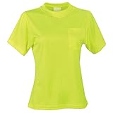 J. J. Keller & Associates, Inc. Women's High Visibility Short-Sleeve T-Shirt with Pocket, Non-Certified, Lime, Medium, SAFEGEAR