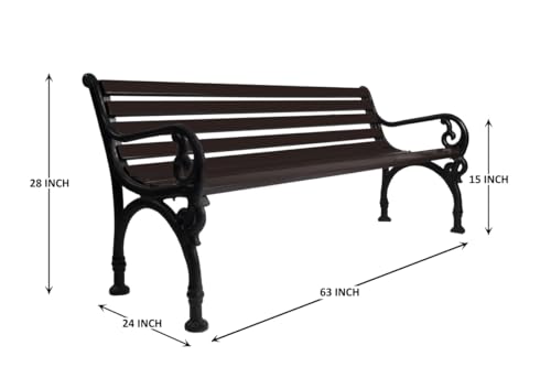Image of Amazon Brand - Solimo Cast Iron 3 Seater Garden Bench | Durable Outdoor Park Bench for Balcony Patio Terrace, Living Room | Ideal Indoor and Outdoor Seating Furniture (Black)