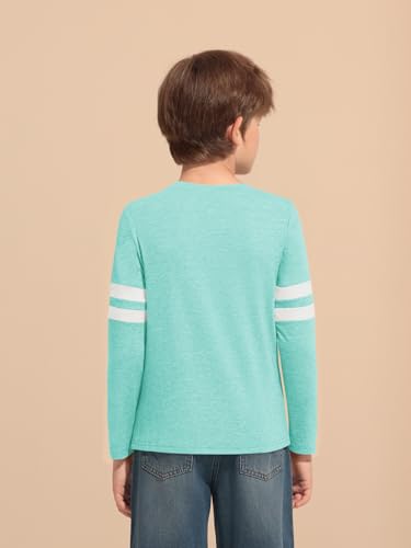 Image of Haloumoning Boys Long Sleeve Shirts Kids Crewneck T Shirts Casual Striped Tops Tees 5-14 Years