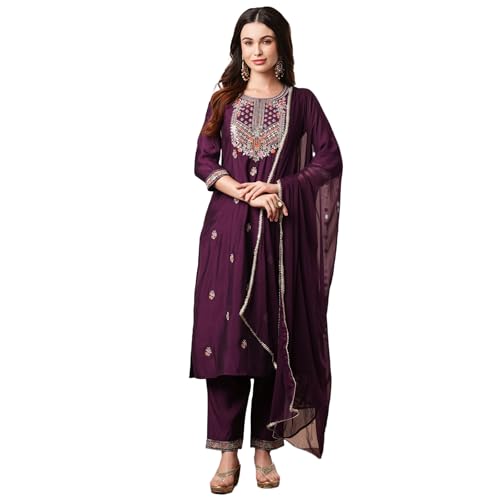 Image of Globus Women Kurta Set (GS567412 Red S)