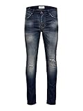 Dunkel blaue Jeanshose mit heller Waschung