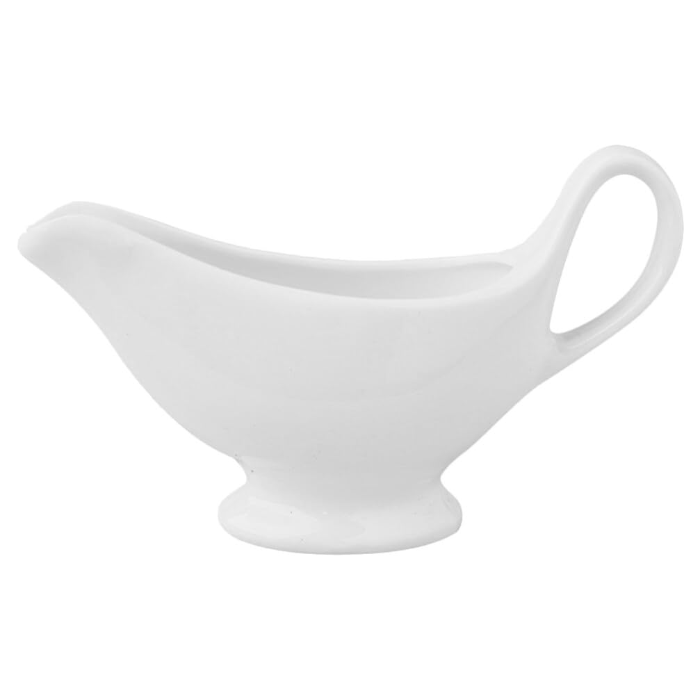 Cabilock Porcelain Sauce Pot 10 Oz White Ceramic Gravy Boat with Handle and Drip-Free Spout for Serving Salad Dressings Broth and Hot or Cold Sauces Microwave and Dishwasher Safe