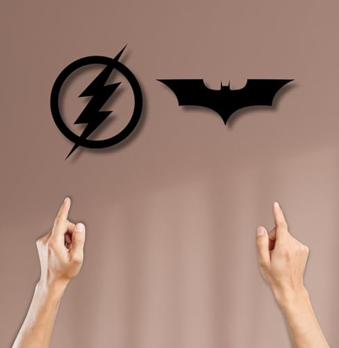 Image of TWIGGY Superhero 6mm MDF Wooden Wall Decor Set for Home, Office, or Gaming Room, Gift, Anime (pack of 2 | The Flash, The Dark Knight)