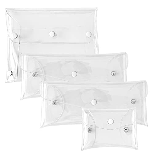 4 in 1 Durchsichtige Kulturtasche , PVC wasserdichte Tasche Durchsichtig Make up Beutel Tragbare Kosmetiktaschetasche Transparent Aufbewahrung mit Knöpfen Cover