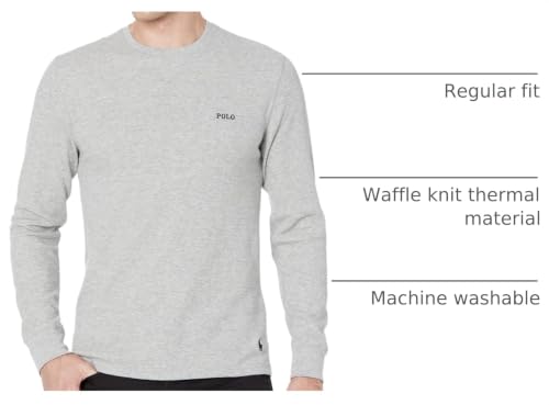 Image of POLO RALPH LAUREN Men's Waffle Knit Long Sleeve Crew Shirt, PWLC2F, Andover Heather, S