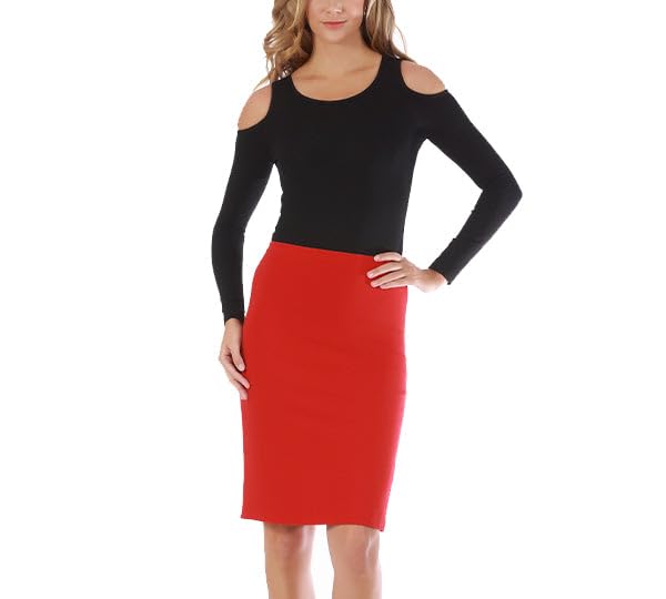 Short Pencil Skirt with Elastic Waist 1680244