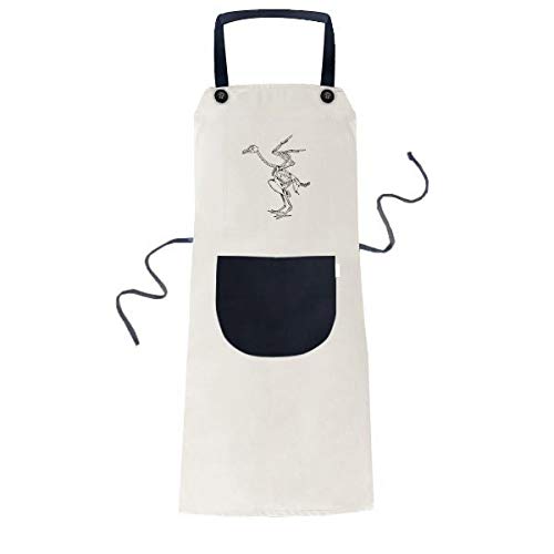 Tablier autruche squelette beige ajustable avec poche lavable coton - 2