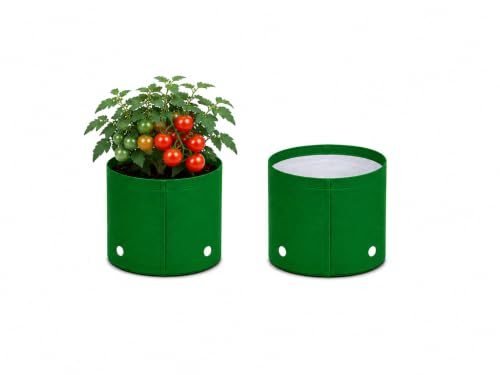 Image of Grow Bags for Terrace Gardening, Premium HDPE Green-Orange Large Planters for Fruit Trees, Vegetables, Flowers & Home Garden Pack of 2(8x8)