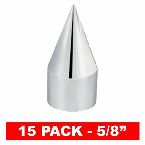15 Pack Chrome Spike Hex Nut Bolt Press On Covers Car & Truck Motorcycle - 5/8" Style-9856-7315