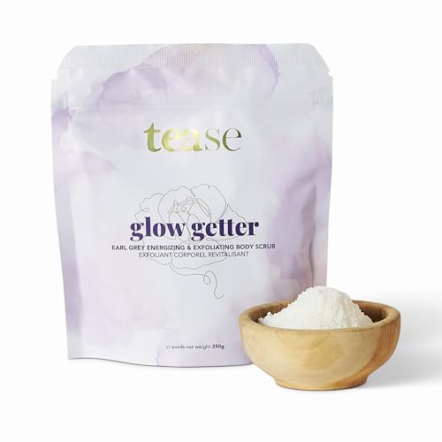 Tease Tea Exfoliating Body Scrub - Glow Getter Organic Body Scrub made with Organic Sugar Cane, Earl Grey Tea, Organic Coconut Oil, and Vitamin E for a Skin so Soft and Glowing Skin