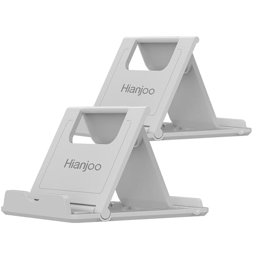 Hianjoo 2個入り スマホスタンド タブレットスタンド 折りたたみ式 角度調整可能 薄型 軽量 スマホホルダー 各種スマホに対応 (グレー+グレー)