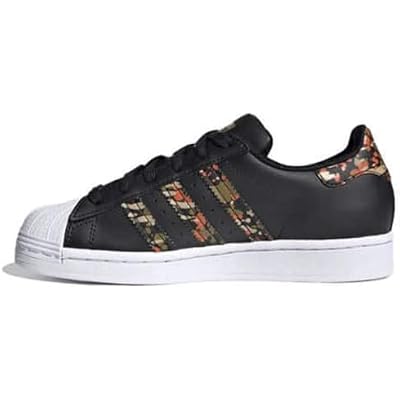 adidas Originals unisex-child Superstar Sneaker, Black/Black/Fox Orange, 6.5 Big Kid US