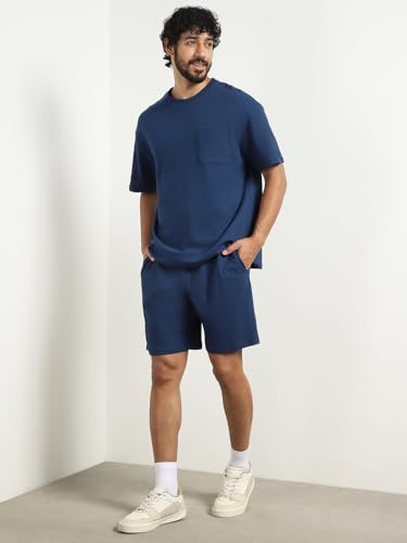 Image of NOBERO Men Cotton Blend Solid Co-ord Sets