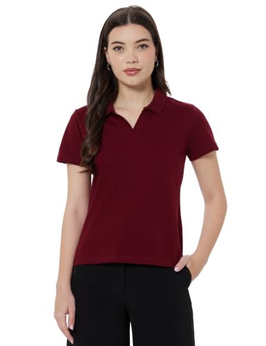 Image of Amazon Brand - Symbol Women Casual Polo T-Shirt | V-Neck | Regular Fit | Short Sleeve