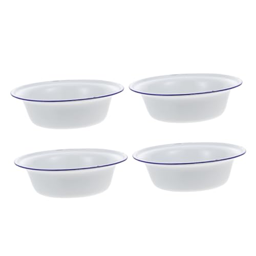 SMASOLO 4個 ?瓷碗 ホーローボウル レトロデザイン 深型エナメル食器 サラダ スープ フルーツ用 家用小鉢 茶碗代替 食器洗浄簡単