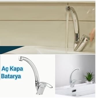 Depolife Lavabo Bataryası Su Tasarruflu Sıcak Soğuk Aç Kapa Musluk Çeşme 360 Derece Döner Kafa Pirinç - Görsel 3