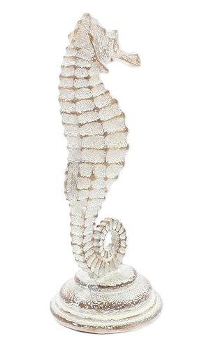 Figura Decorativa de Caballito de Mar Resina Beige 8.25 pulg miniatura 3