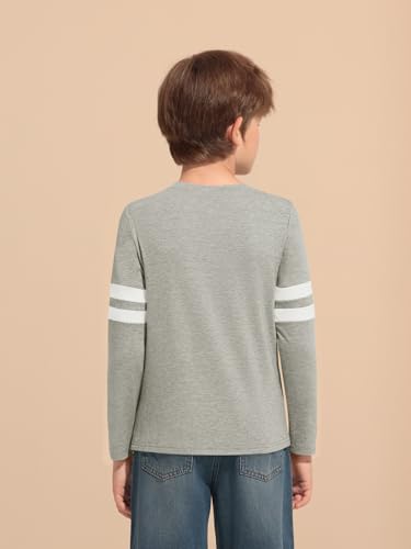 Image of Haloumoning Boys Long Sleeve Shirts Kids Crewneck T Shirts Casual Striped Tops Tees 5-14 Years
