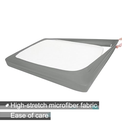 Box Spring Cover King Size - Jersey Knit & Stretchy Wrap Around 4 Sides Bed Skirt for Hotel & Home - King/Cal King/Olympic Queen, Light Gray