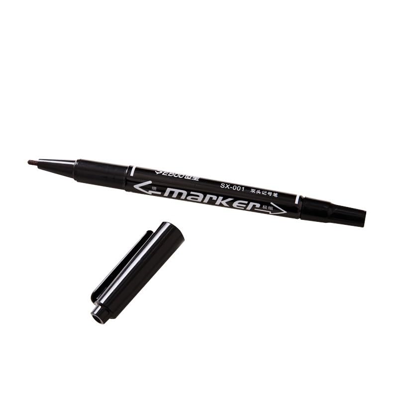 Marqueurs permanents à encre huileuse noire imperméable double pointe - 4