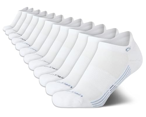 Image of Calvin Klein Womens No Show Socks - 12 Pack Lightweight Cushioned Athletic Tab Low Cut Running Socks for Women