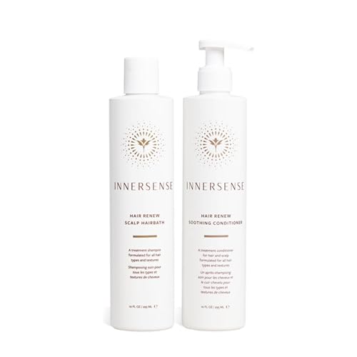 Image of INNERSENSE Organic Beauty - Hair Renew Scalp Balance Duo with Hairbath + Conditioner (10 fl oz each) | Non-Toxic, Cruelty-Free, Clean Haircare