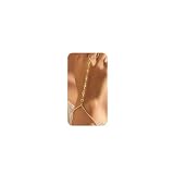 Pulsera de oro con cadena de mano para mujer, delicada pulsera de eslabones de mano, anillo de dedo de moda, pulsera esclava, regalo de joyería, 6.7 inches, Cobre, Sin piedra preciosa