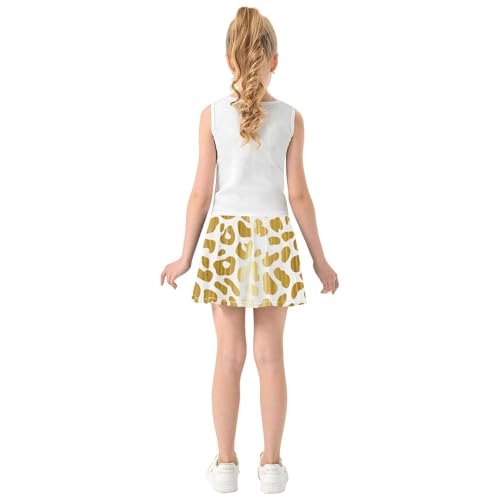 Athletic Shorts Girls Skorts Toddler Tennis Skirts Cheer Butterfly Skirt Golden Leopard Spots White 3t4