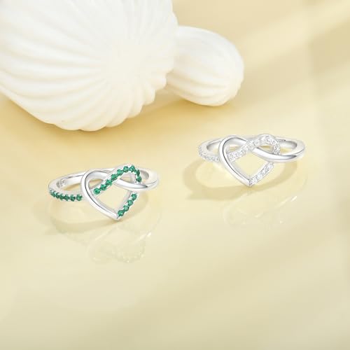YL Love Knot Heart Promise Ring 925 Sterling Silver Infinity Rings Birthstone Anniversary Band for Women4