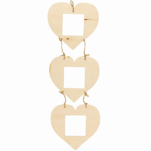 Baker Ross Cadres Photos en Bois forme Coeur - Lot de 4, Fournitures Artistiques en Bois Naturel pour Enfants (FC424)