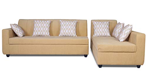 Image of Adorn India Rio Highback L Shape 6 Seater Sofa Set (Right Hand Side) (Beige) (3 Year Warranty)
