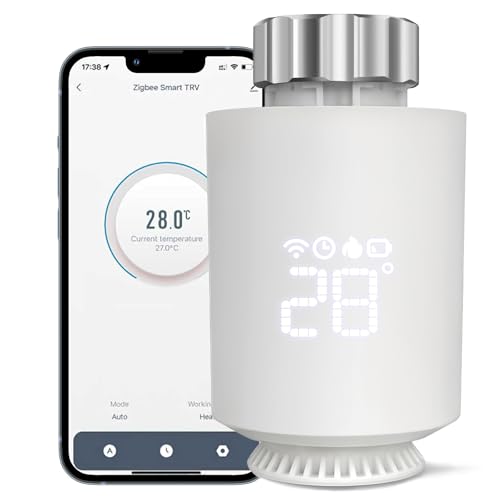 Tête Thermostatique Connectée et Intelligente,Accessoire connecté Via WiFi pour Vos têtes de radiateurs, Compatible avec Alexa, Google Assistant, Smart Life APP Contrôle, Programmable (1 Pack)