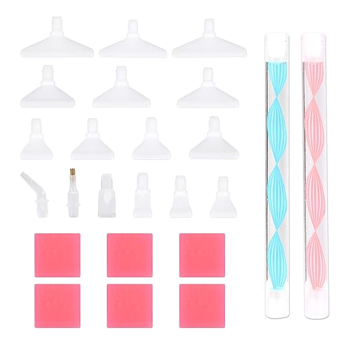 25pcs 5D Diamond Art Painting Tools, Diamond Art Painting Pens Accessories Comfort Grip Ergonomic Diamond Art Pens for Diamond Art Paintings Hobby (Blue, Pink)