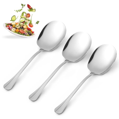 3 Stück Servierlöffel Aus Edelstahl, Suppenlöffel Vierkantlöffel, Serving Spoon, Großer Servierlöffel, Große Löffel Mit Langem Griff, Buffetlöffel für Hotels Bankett Partys zum Aufteilen Gerichten
