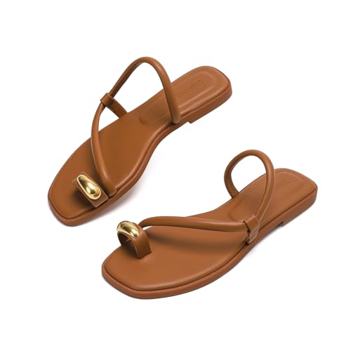 Stratuxx Kaze Women's Toe Ring Flat Sandals Dressy Thong Toe Loop Slides - image 1